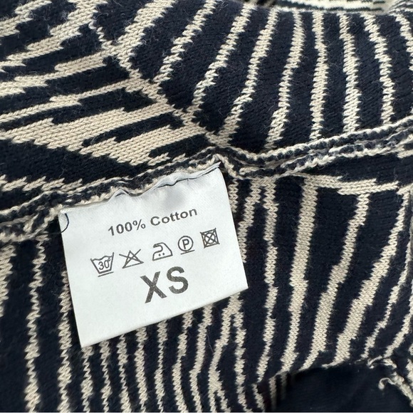 Sibin Linnebjerg Sweater XS  Geometric Print Multicolor Pockets 3/4 Sleeve Open - Picture 6 of 11